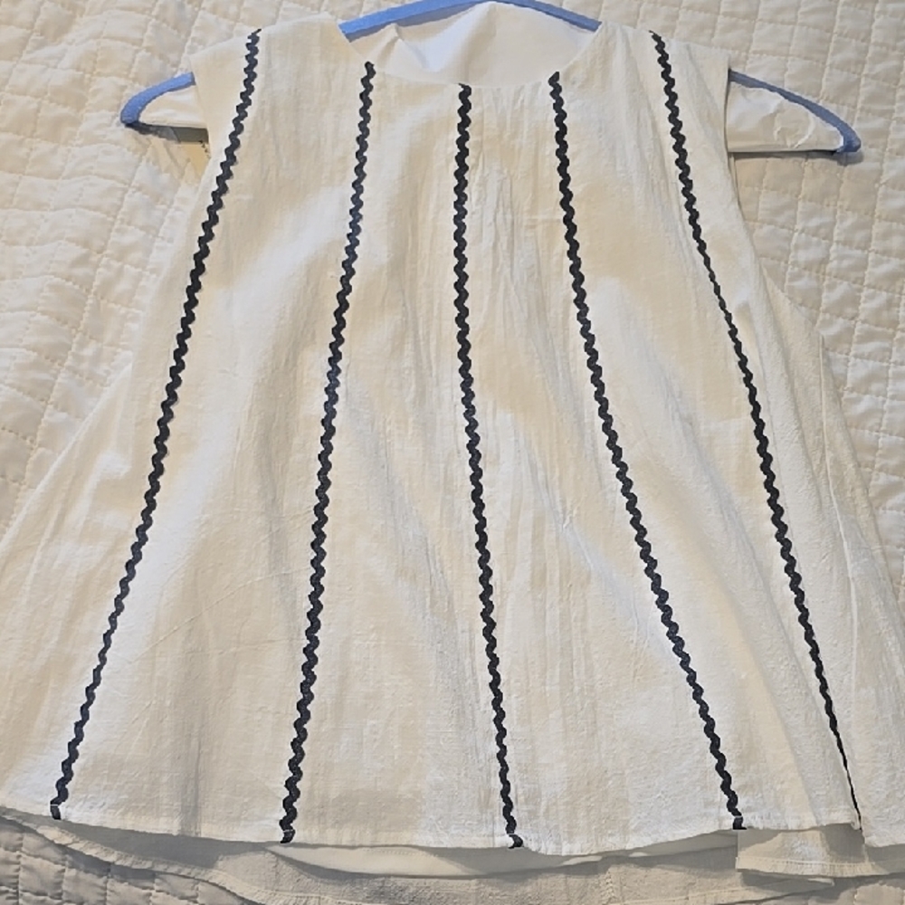 She + Sky White Blouse with Black Stripes